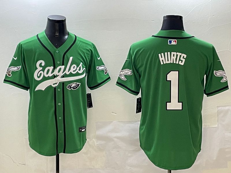 Men Philadelphia Eagles #1 Hurts Green three generations Jointly Name 2025 Nike Limited NFL Jersey style 1
